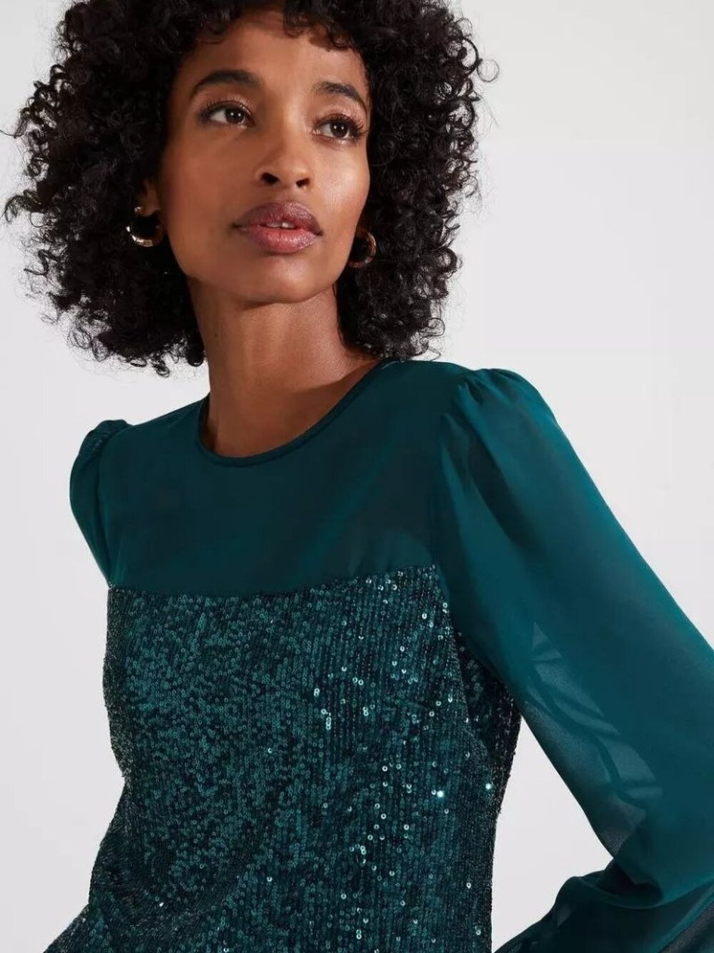 $89 Vince Camuto Sequin Top Dark Green Size XL